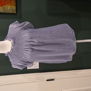 Grey with a hint of shimmer smocked blouse